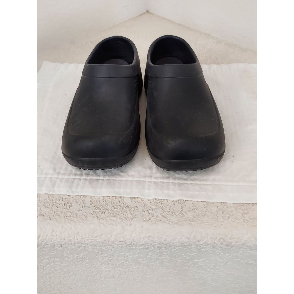 TREDSAFE Womens 6 Mens 5 Black Shoes Slip Oil Resistant Slip On Clog Nursing